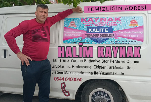 TEMİZLİĞİN ADRESİ KAYNAK TEMİZLİK HİZMETLERİ ve HALI YIKAMA Halılarınız Yorgan Battaniye Stor Perde ve Oturma Gruplarınız Profesyonel Ekipler Tarafından Son Sistem Makinelerle İtina ile Yıkanmaktadır. ALO DEYİN YETER! TEL: 0544 6400060 HALİM KAYNAK